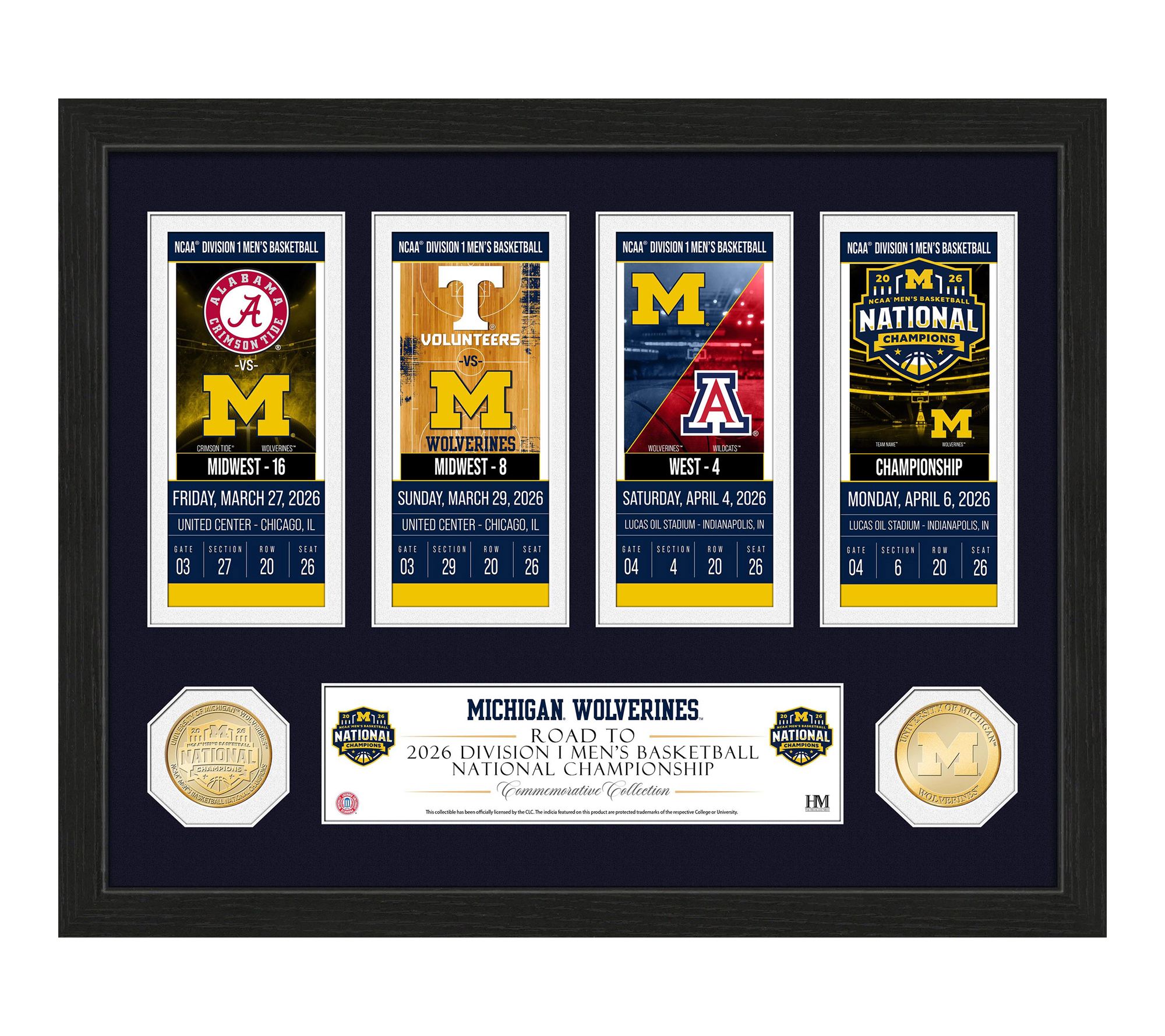 Michigan Wolverines 2026 NCAA Men's BasketballTicket Frame