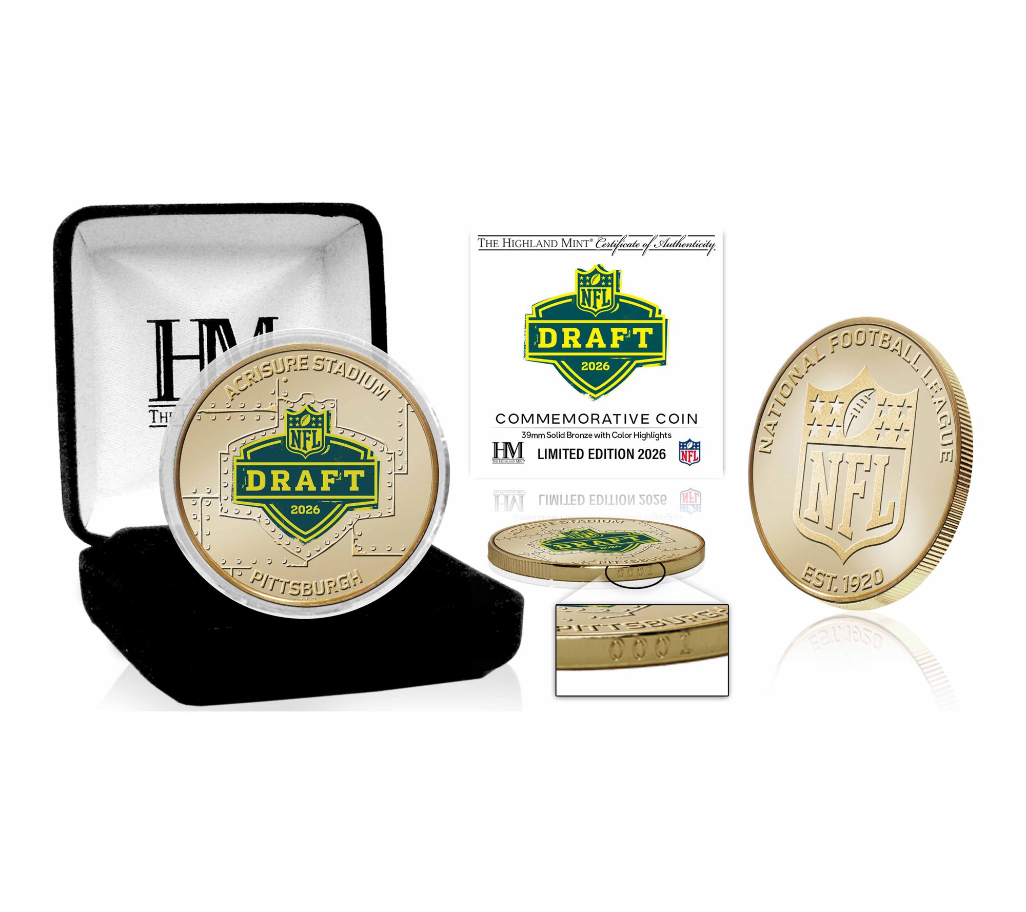 NFL 2026 Draft 39mm Bullion Bronze Color Coin & Jewelry Box