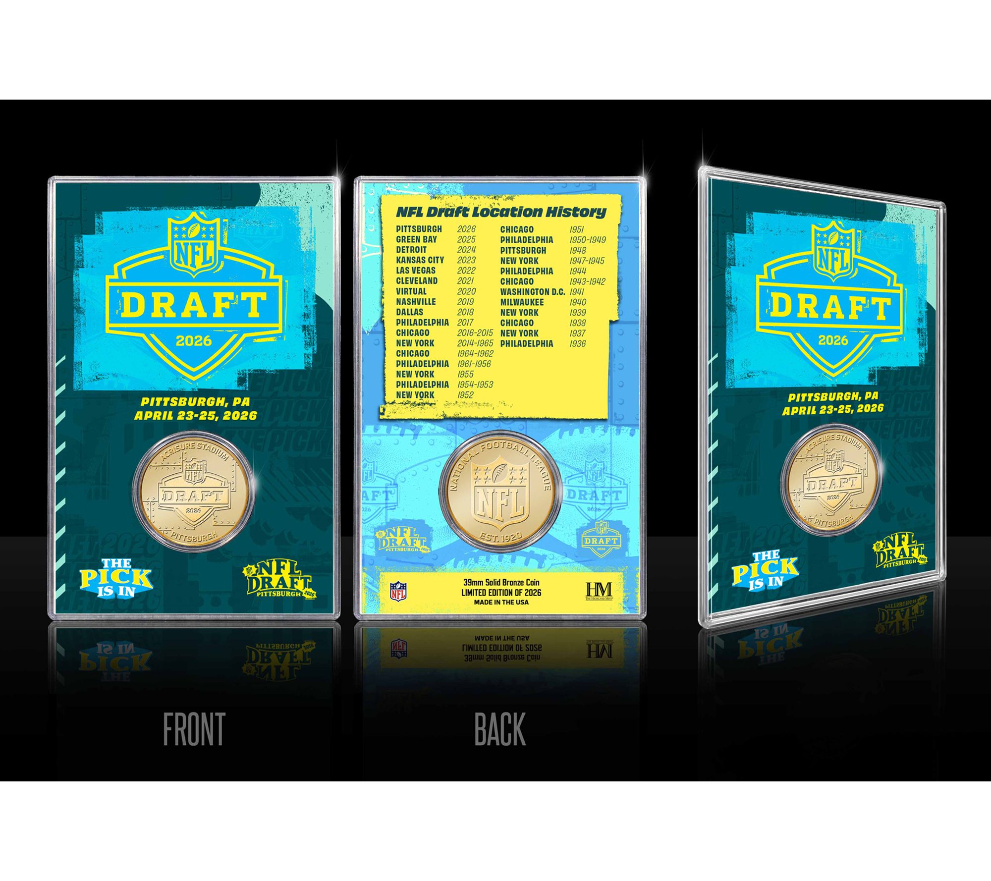 NFL Draft 2026 39mm Coin Bullion Bronze Acrylic Holder