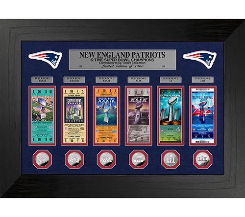 New England Patriots 6x Super Bowl Champ DeluxeTicket Frame