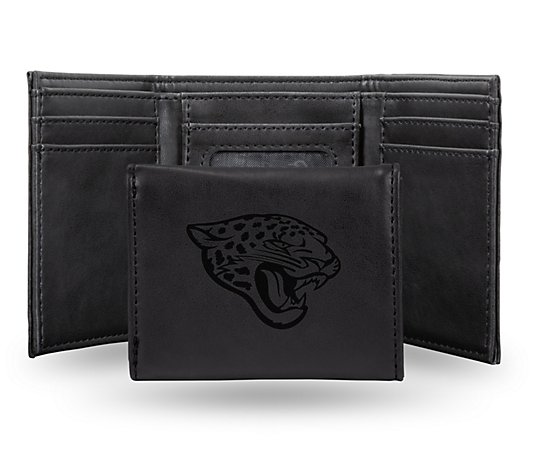Rico NFL Laser-Engraved Black Trifold Wallet