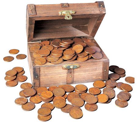 Treasure Chest of 1 Lb of Lincoln Wheat-Ear Pennies