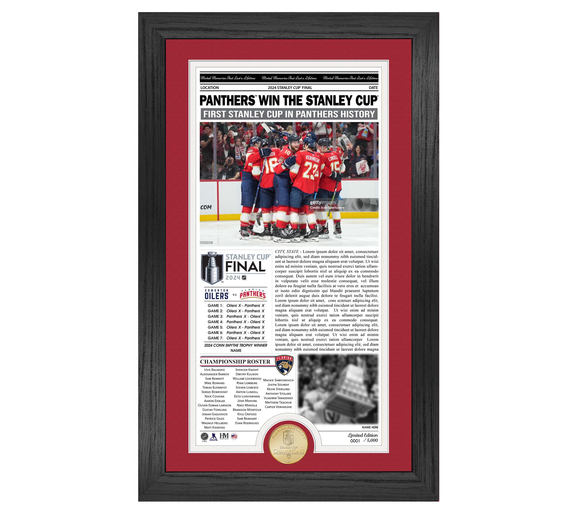 Highland Mint 2024 Stanley Cup Champions Front Page News Photo