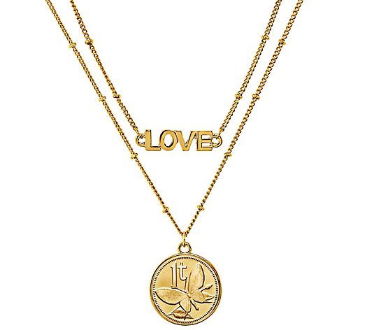 American Coin Treasures Butterfly Coin Love Necklace