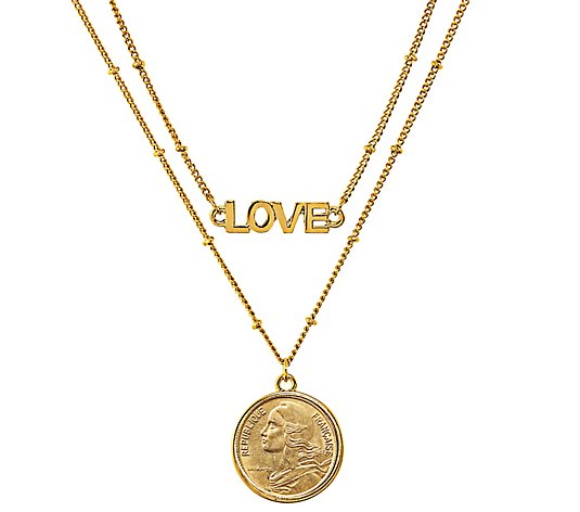 American Coin Treasures French Centimes Coin Love Necklace