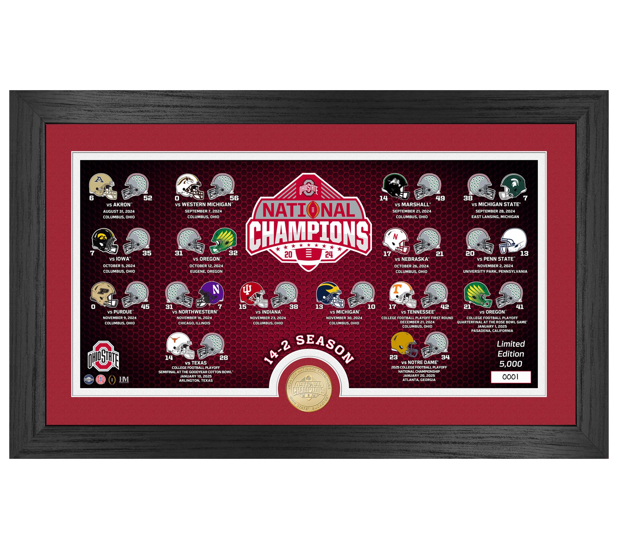 Highland Mint Ohio State 2025 CFP Champ DuelingFrame
