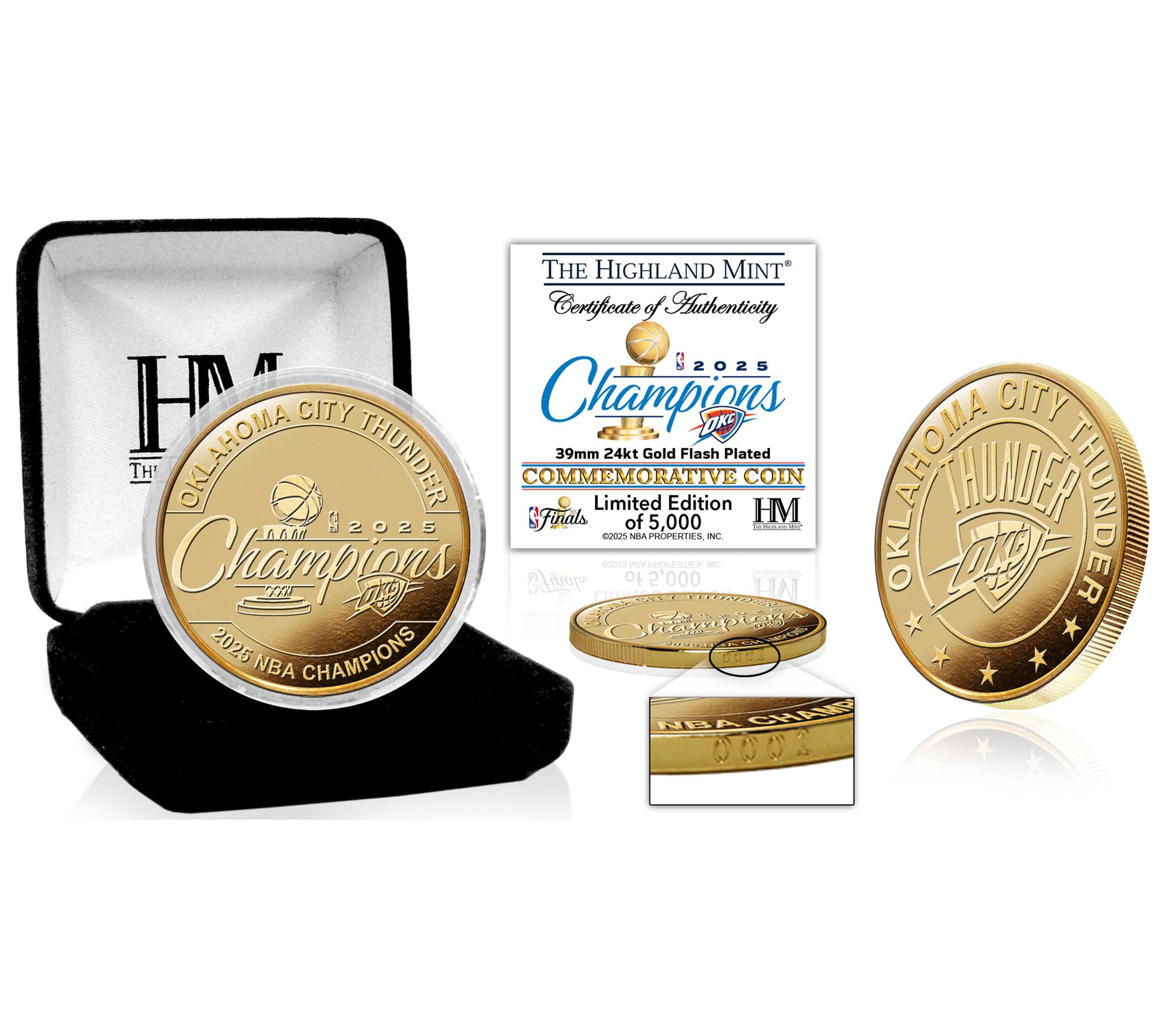 Highland Mint Oklahoma City Thunder 2025 NBA Champs Gold Coin