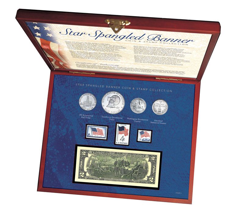 American Coin Treasures Star Spangled Coin andStamp Box Set QVC