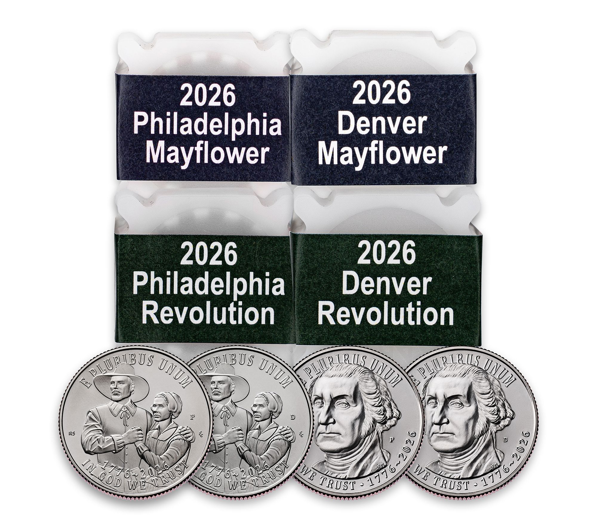 2026 Mayflower & Revolutionary War Quarters P& D Rolls Uncirculated