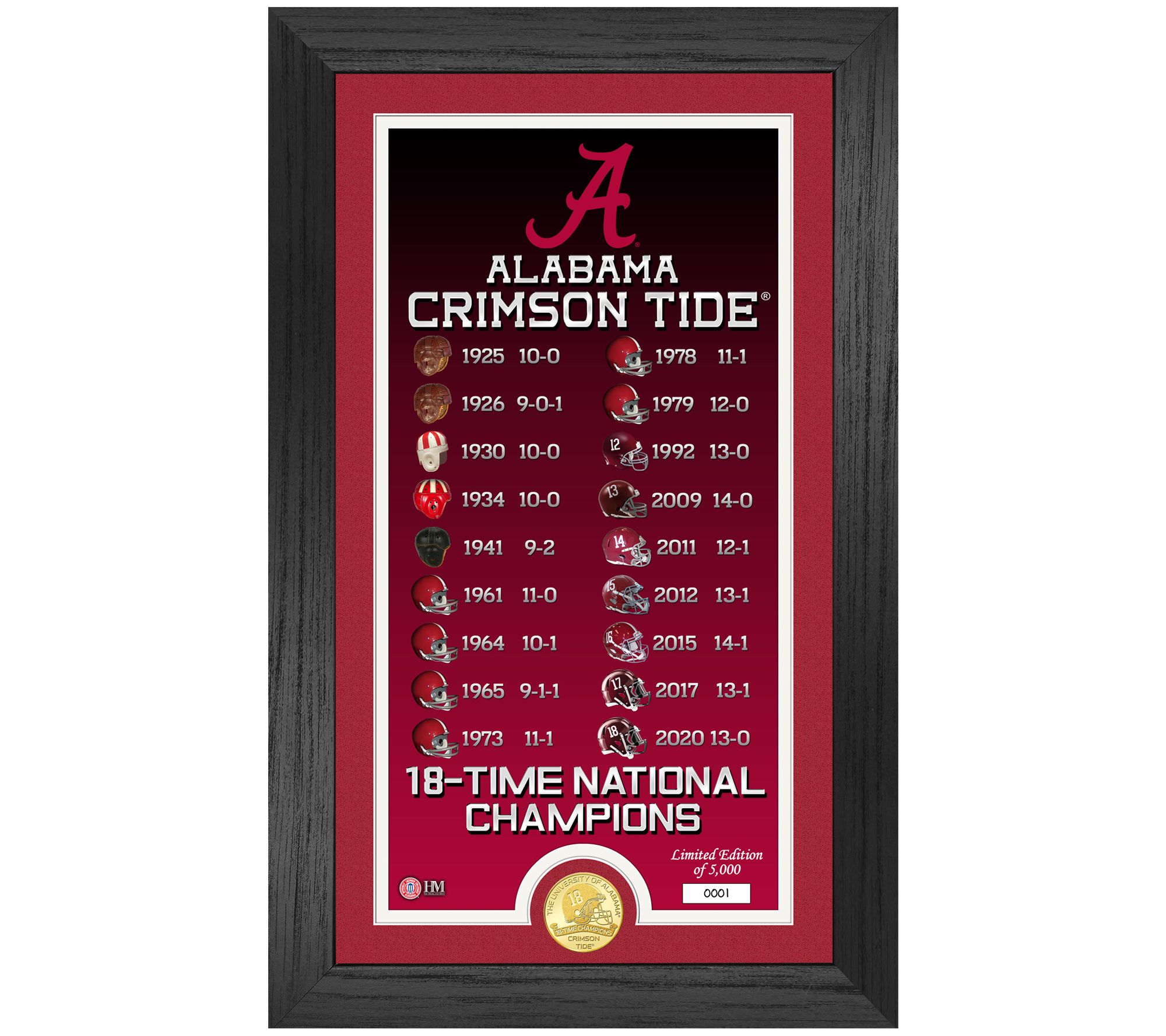 Alabama 18X National Champions Legacy Bronze Coin Photo Mint