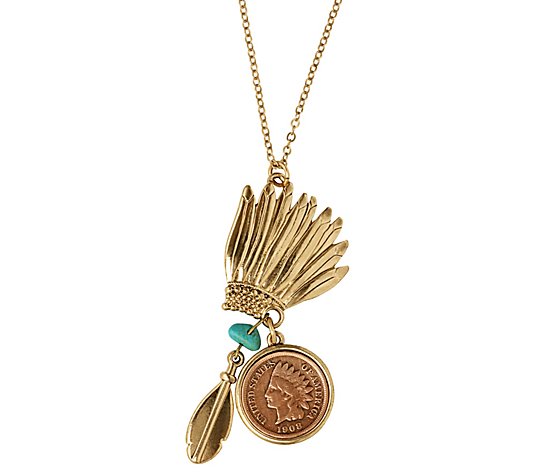 American Coin Treasures Indian Head Penny Headdress Necklace
