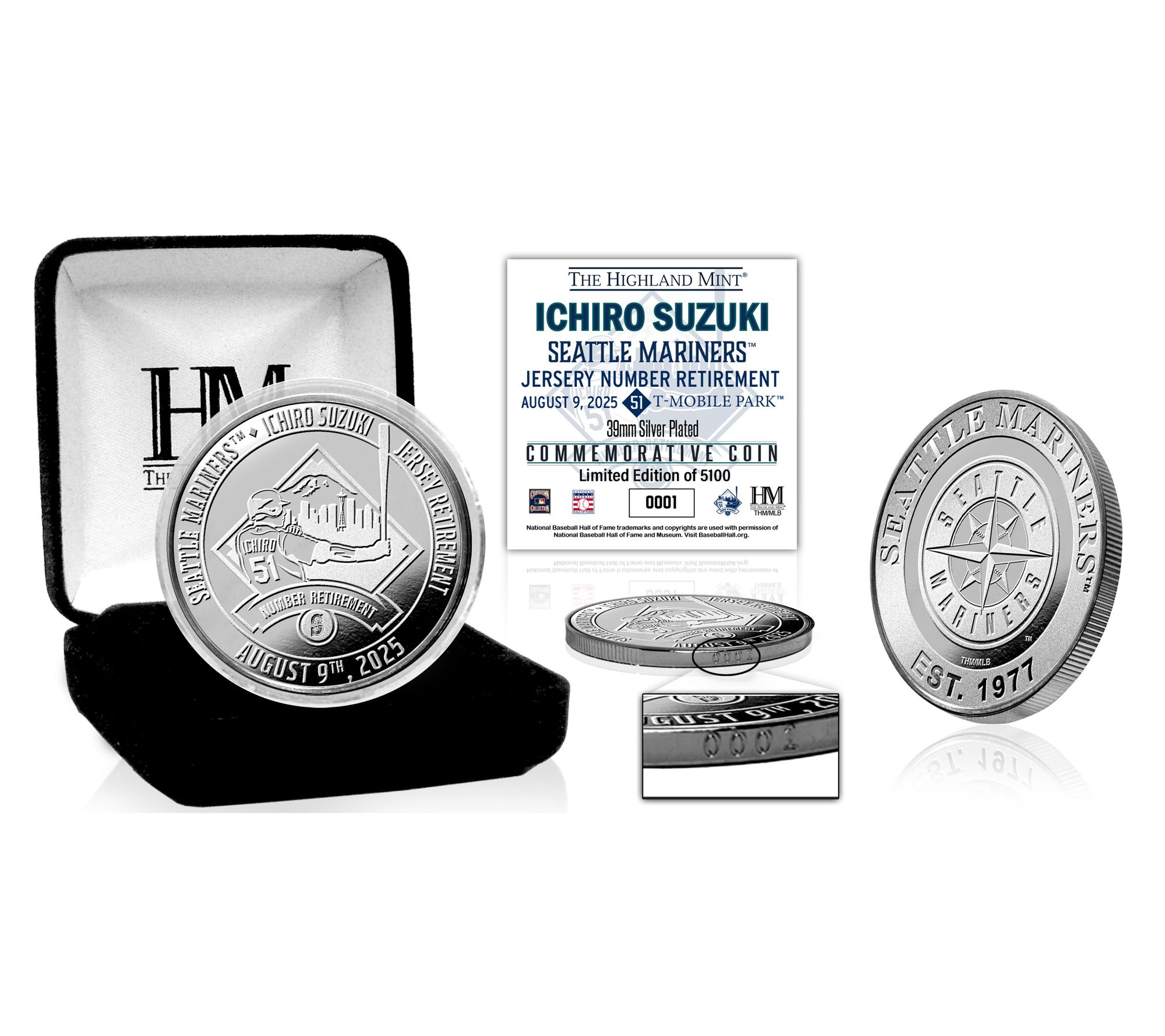 Highland Mint Ichiro Suzuki Seattle Mariners Retirement Coin