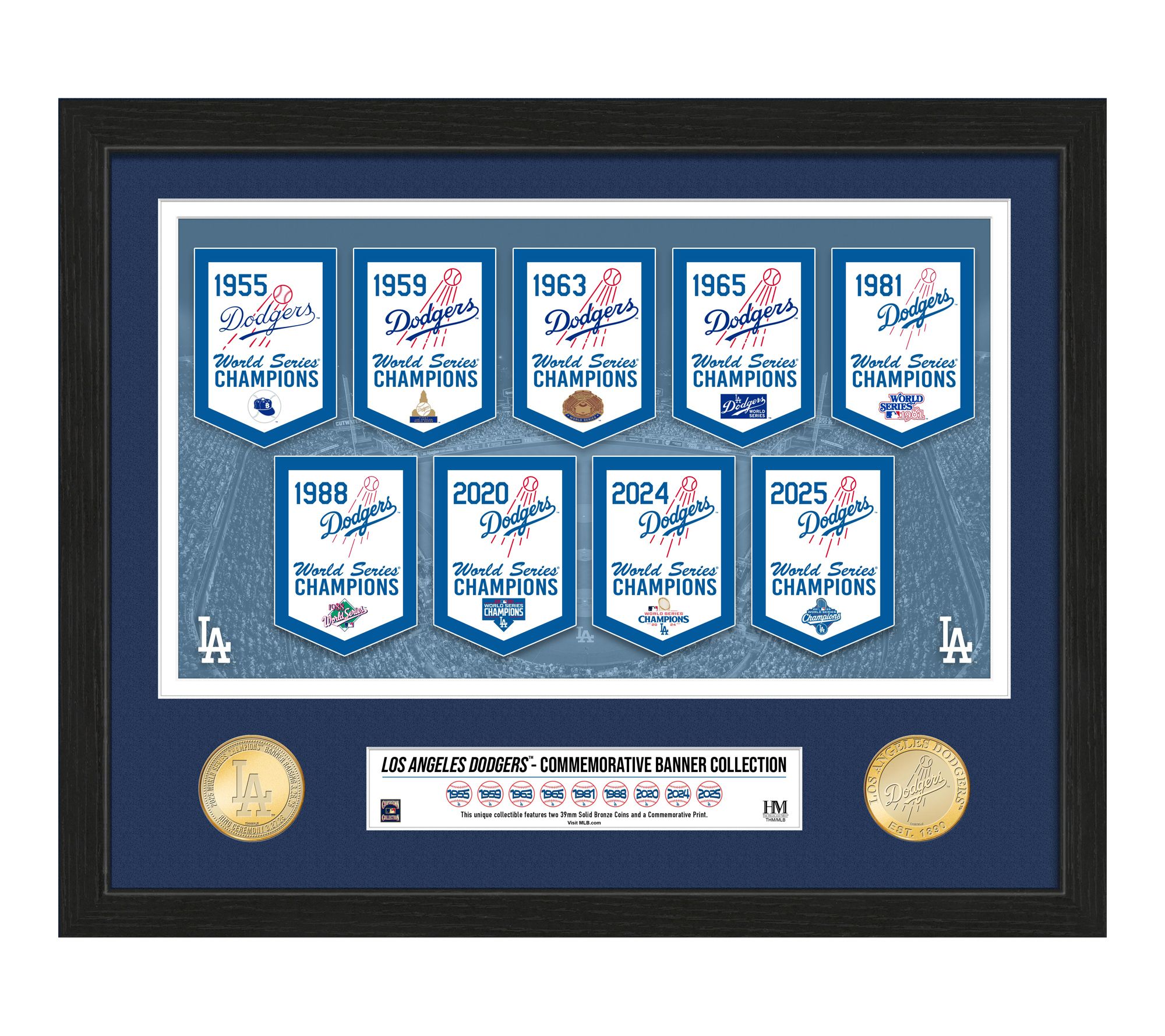 LA Dodgers World Series Champions Banner Frame