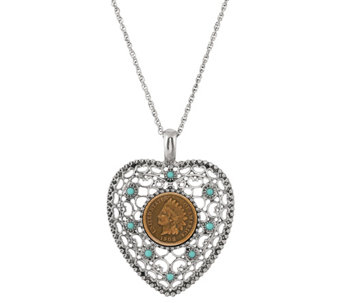 Indian Cent Vintage Heart Coin Pendant