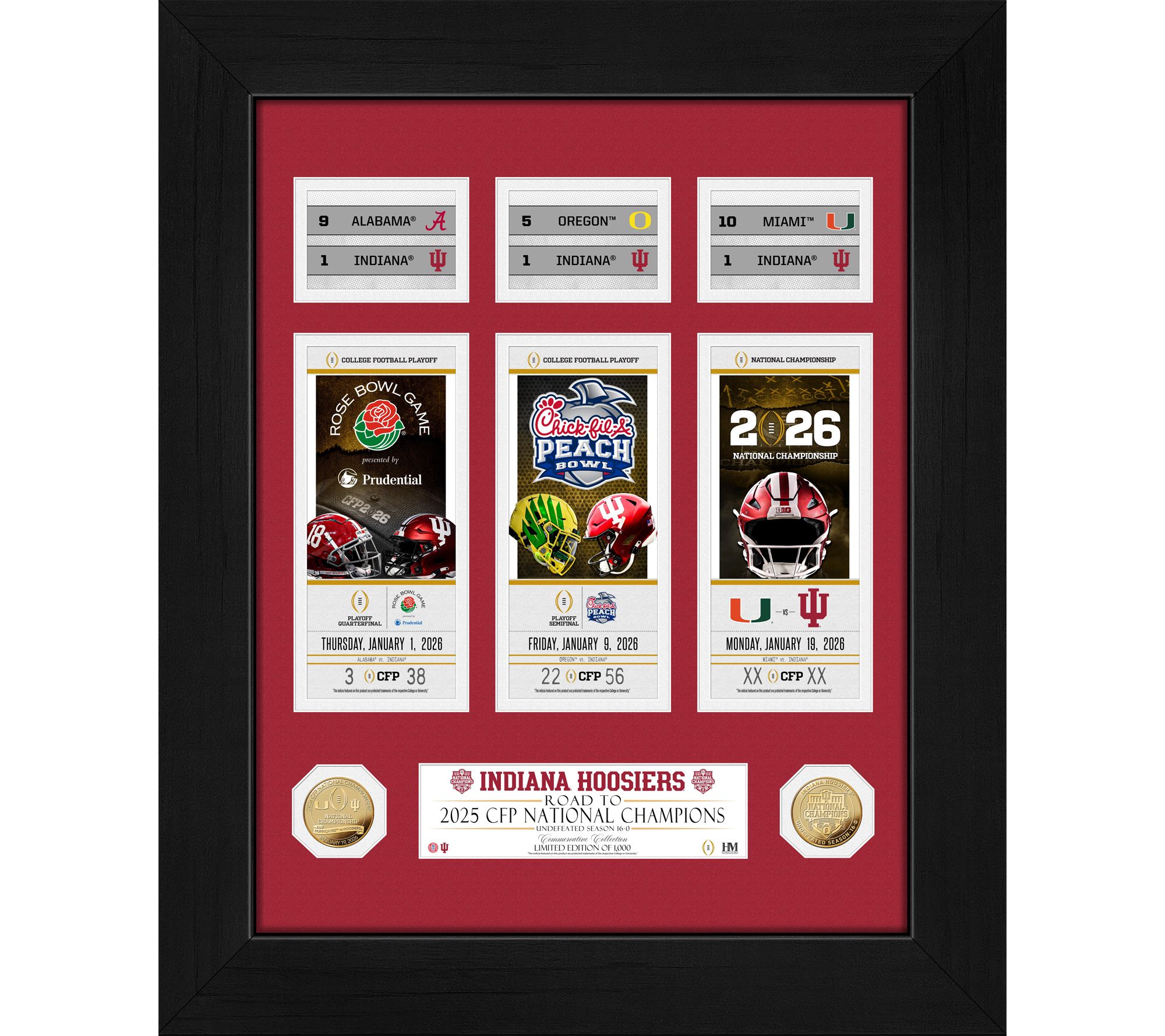 Indiana 2025-26 CFP Road to National Champs Deluxe Frame