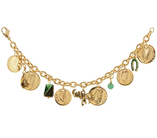 Gold Layered Irish Coin Charm Bracelet