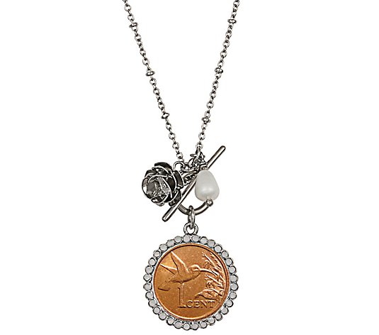 American Coin Treasures Hummingbird Coin Rose Toggle Pendant