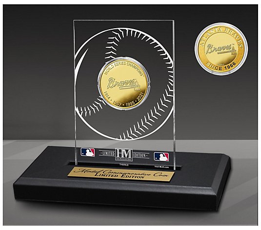 Atlanta Braves 4 Time Champions Acrylic Gold Coin
