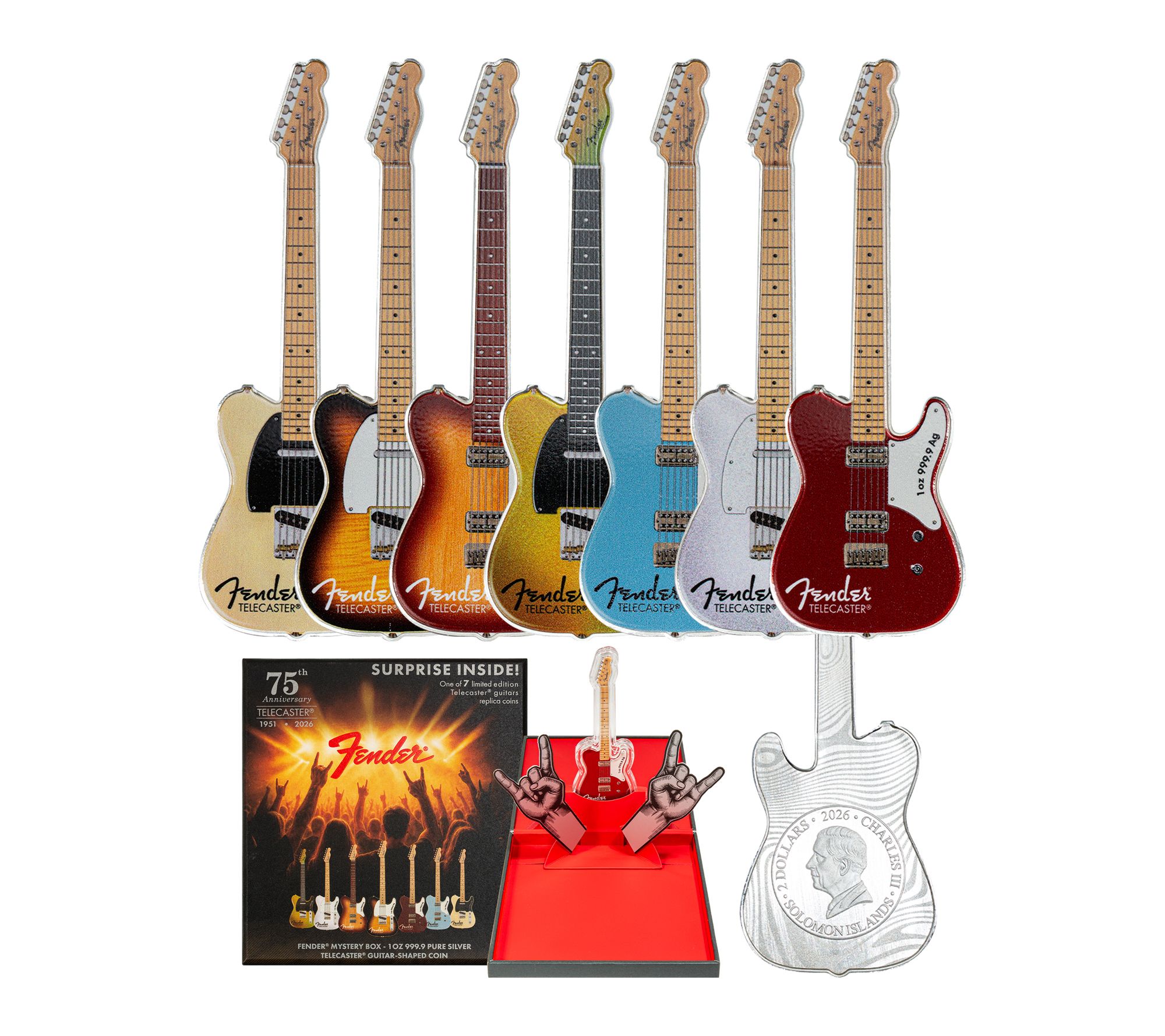 Fender Telecaster 75th Anniversary 1oz Silver Blind Box