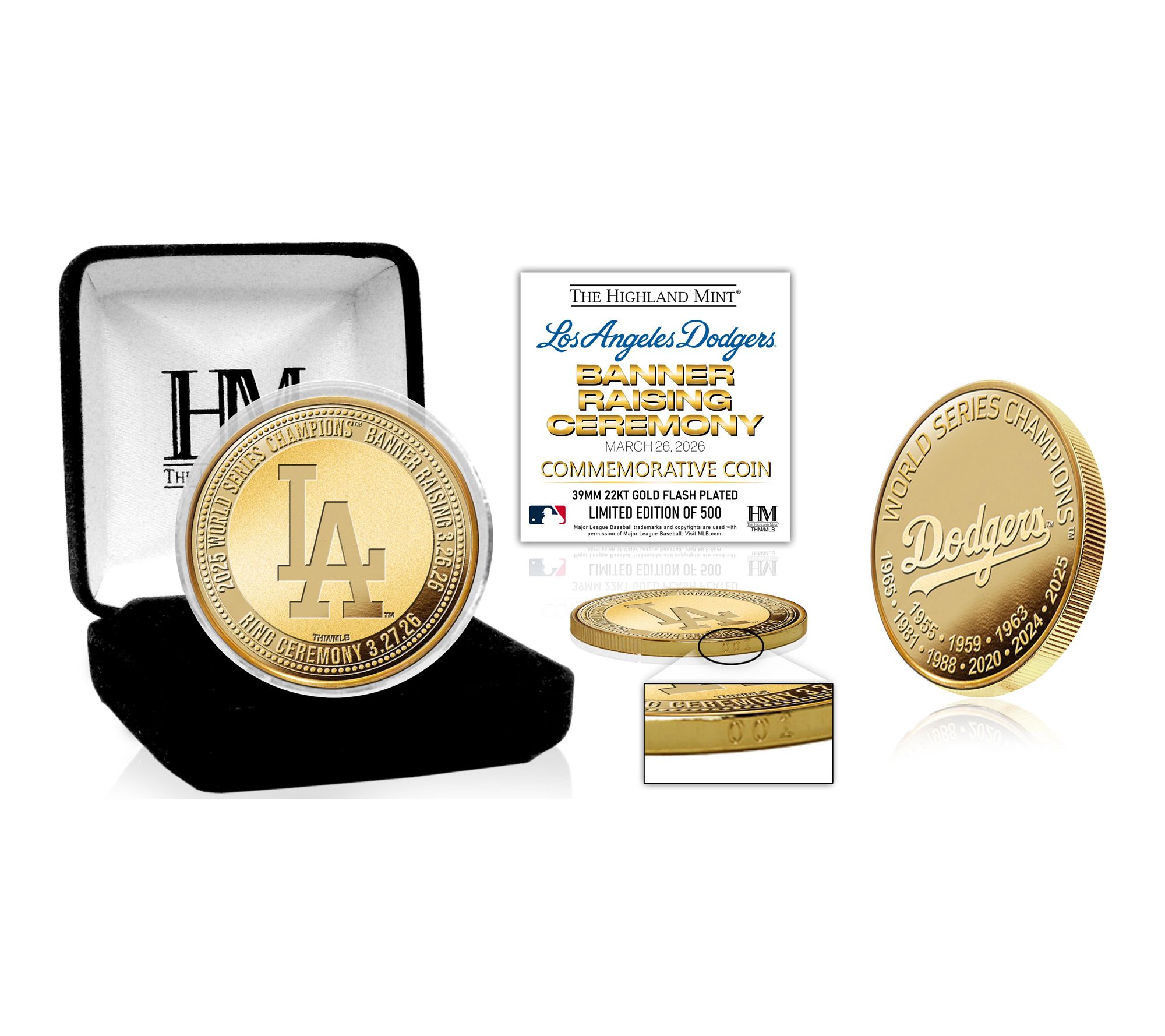 Los Angeles Dodgers 2026 Banner Raising Ceremony Gold Coin