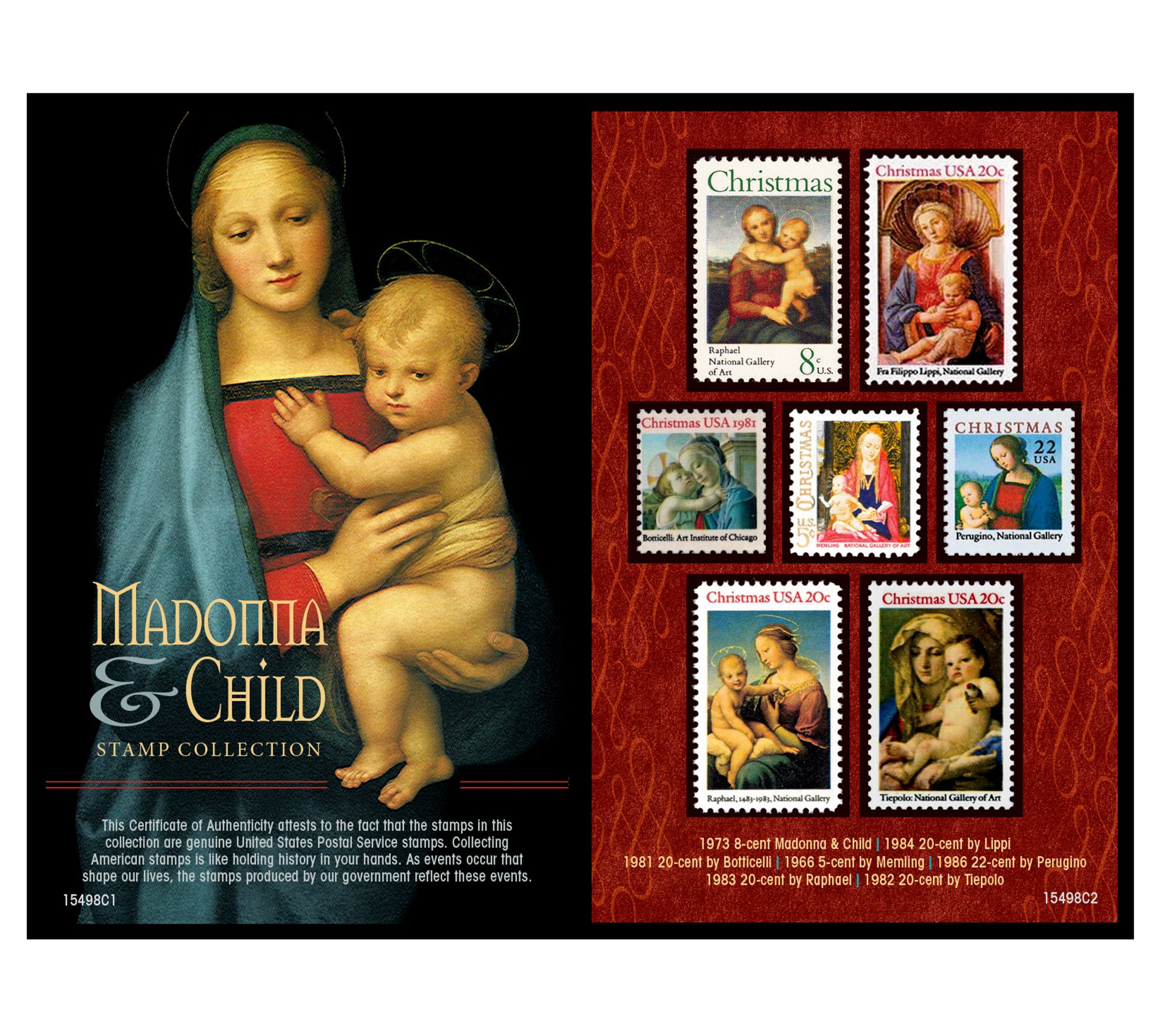 American Coin Treasures Madonna Child Postage Stamp Collectio
