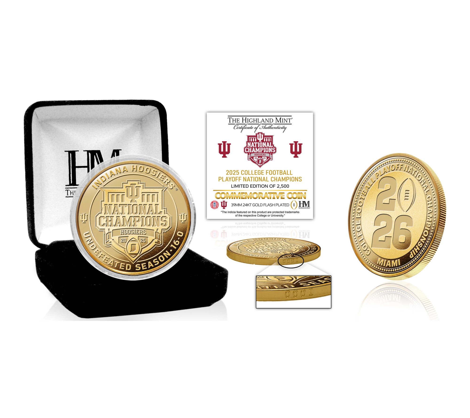 Indiana 2025-26 CFP National Champions Gold Plate Coin