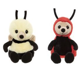 Charlie Bears 10" & 9" Leaf Ladybird & Bumble Bee Plush Set