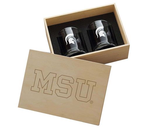 Wendell August NCAA 2pc Rocks Glass CollectorsBox Set