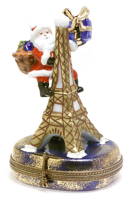 Limoges Porcelain Santa on Eiffel Tower - QVC.com