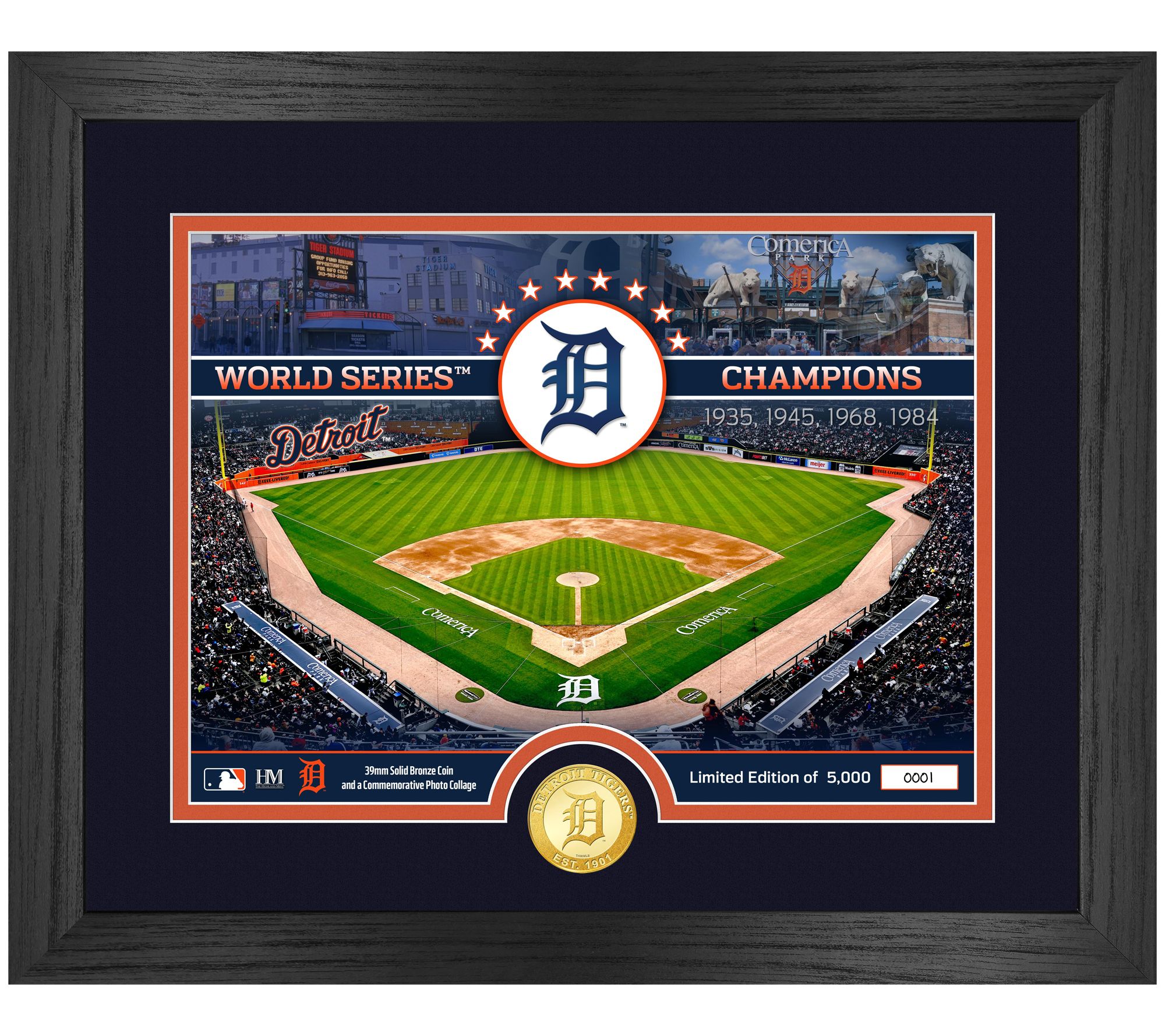 Highland Mint Detroit Tigers Bronze Coin Stadium Photo Mint
