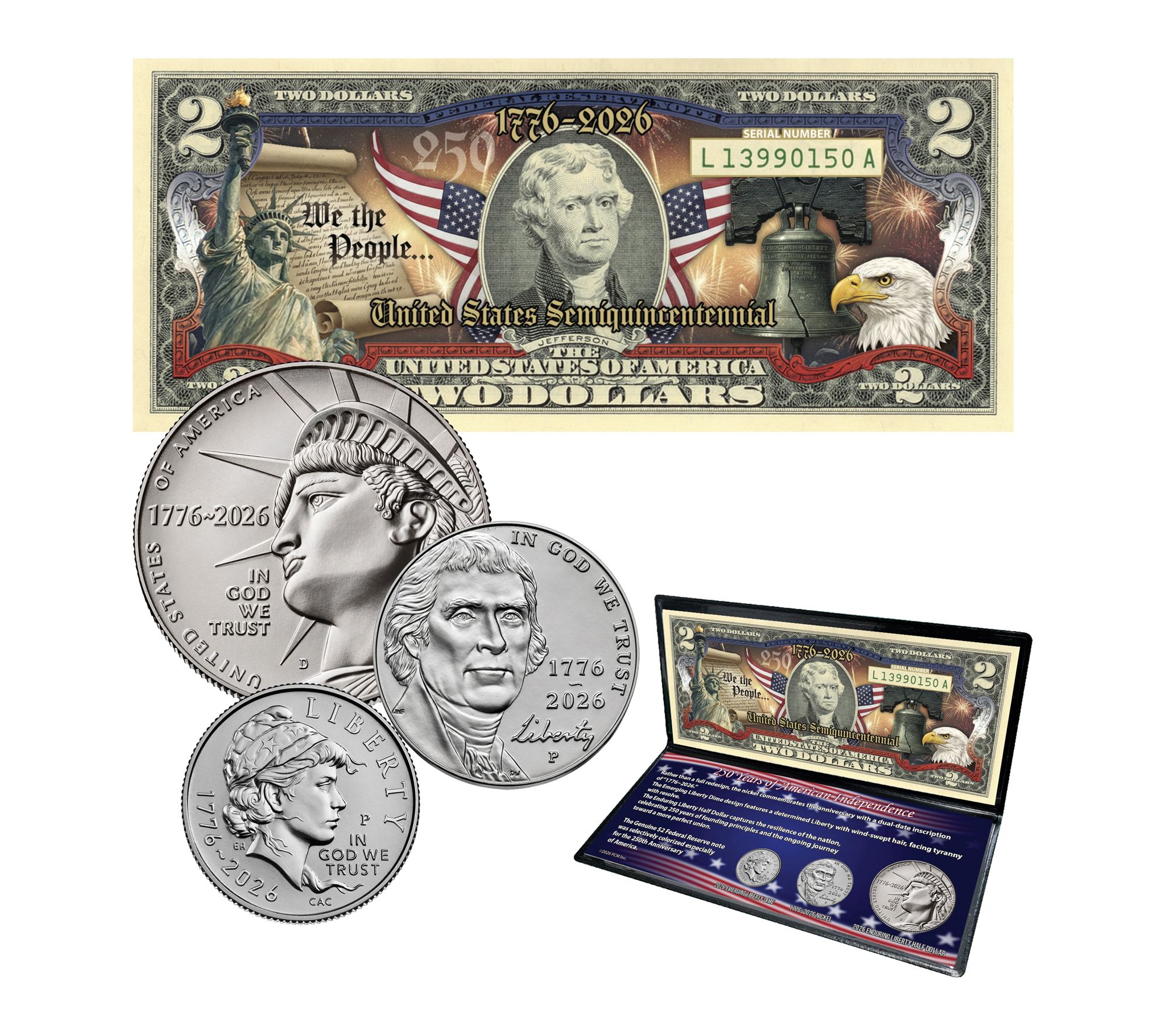 250 Years of American Independence Coin & Color Currency Set