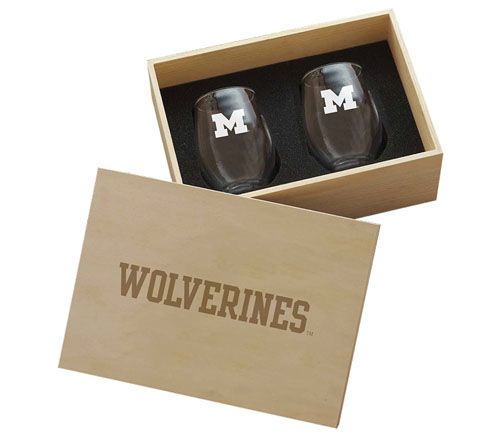 Wendell August NCAA 2pc Wine Glass CollectorsBox Set
