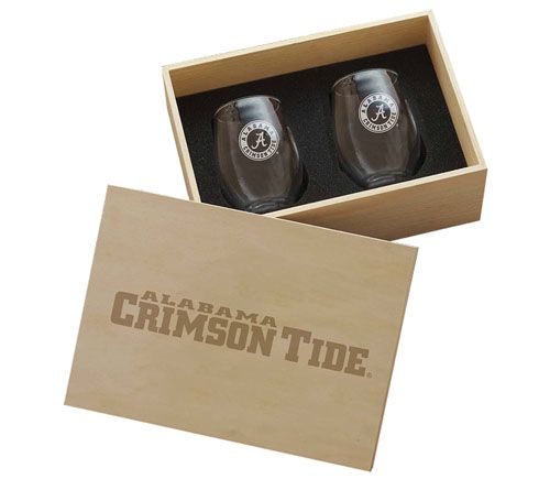Wendell August NCAA 2pc Wine Glass CollectorsBox Set