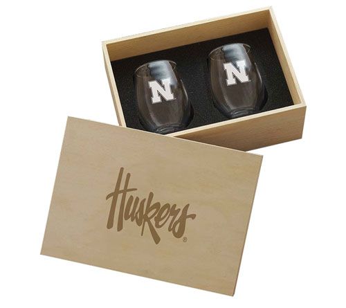 Wendell August NCAA 2pc Wine Glass CollectorsBox Set