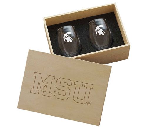 Wendell August NCAA 2pc Wine Glass CollectorsBox Set