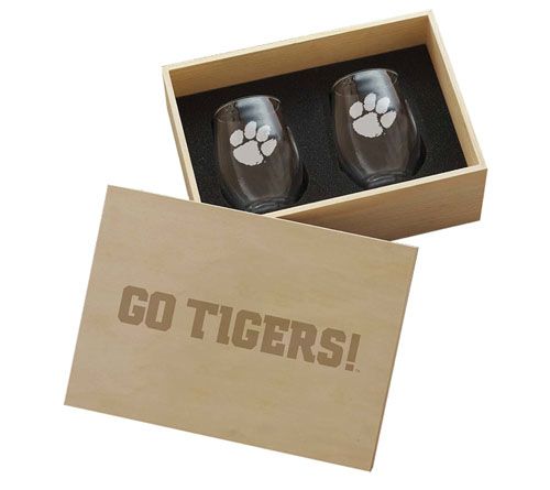 Wendell August NCAA 2pc Wine Glass CollectorsBox Set