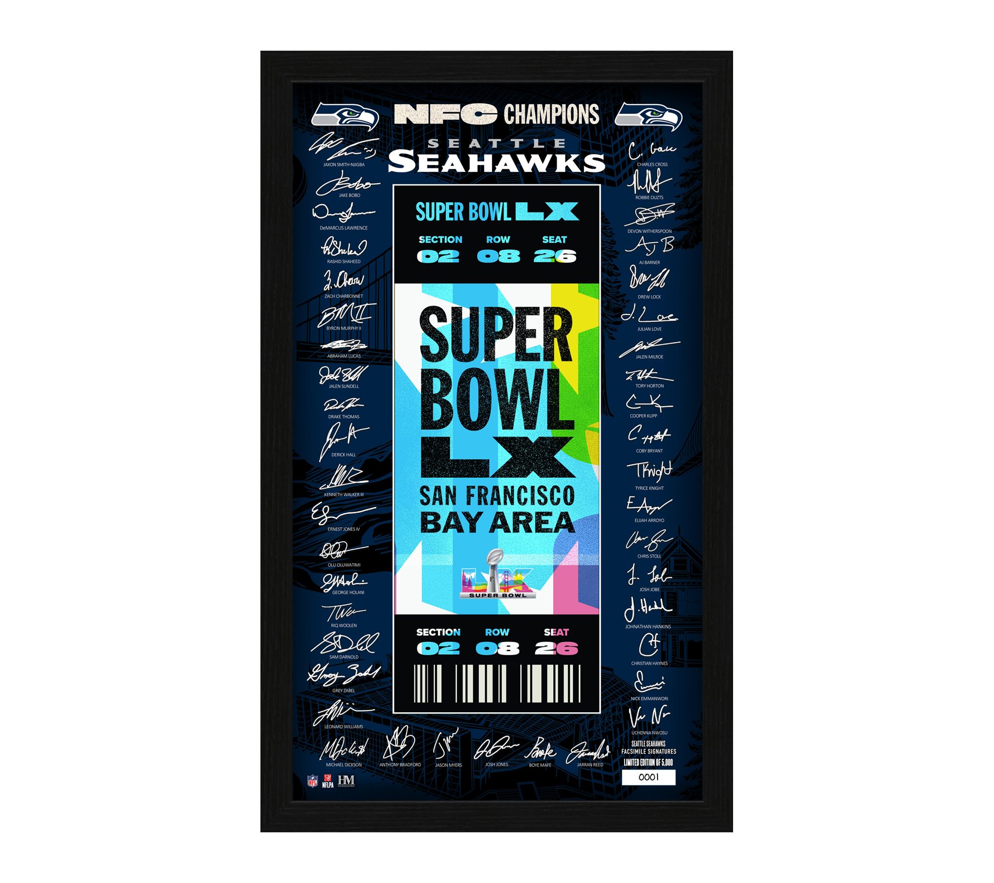 Seahawks 2026 NFC Champs Super Bowl LX Signature Frame