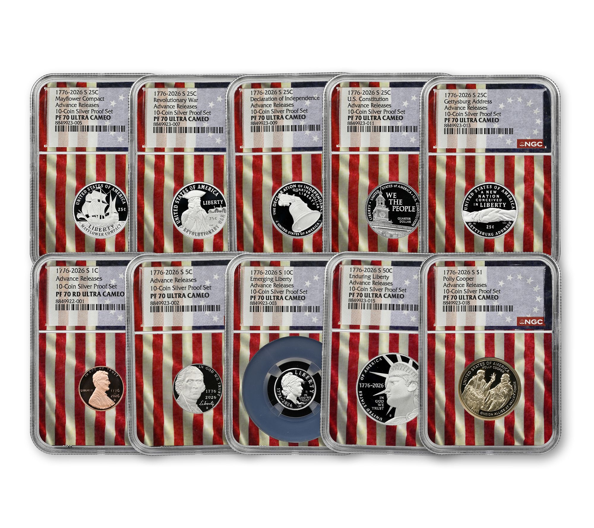 2026 Silver Proof Set Advanced Release NGC 70 Flag Core Label