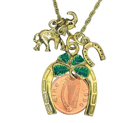 Irish Penny Coin Lotto Scratcher Charm Pendant