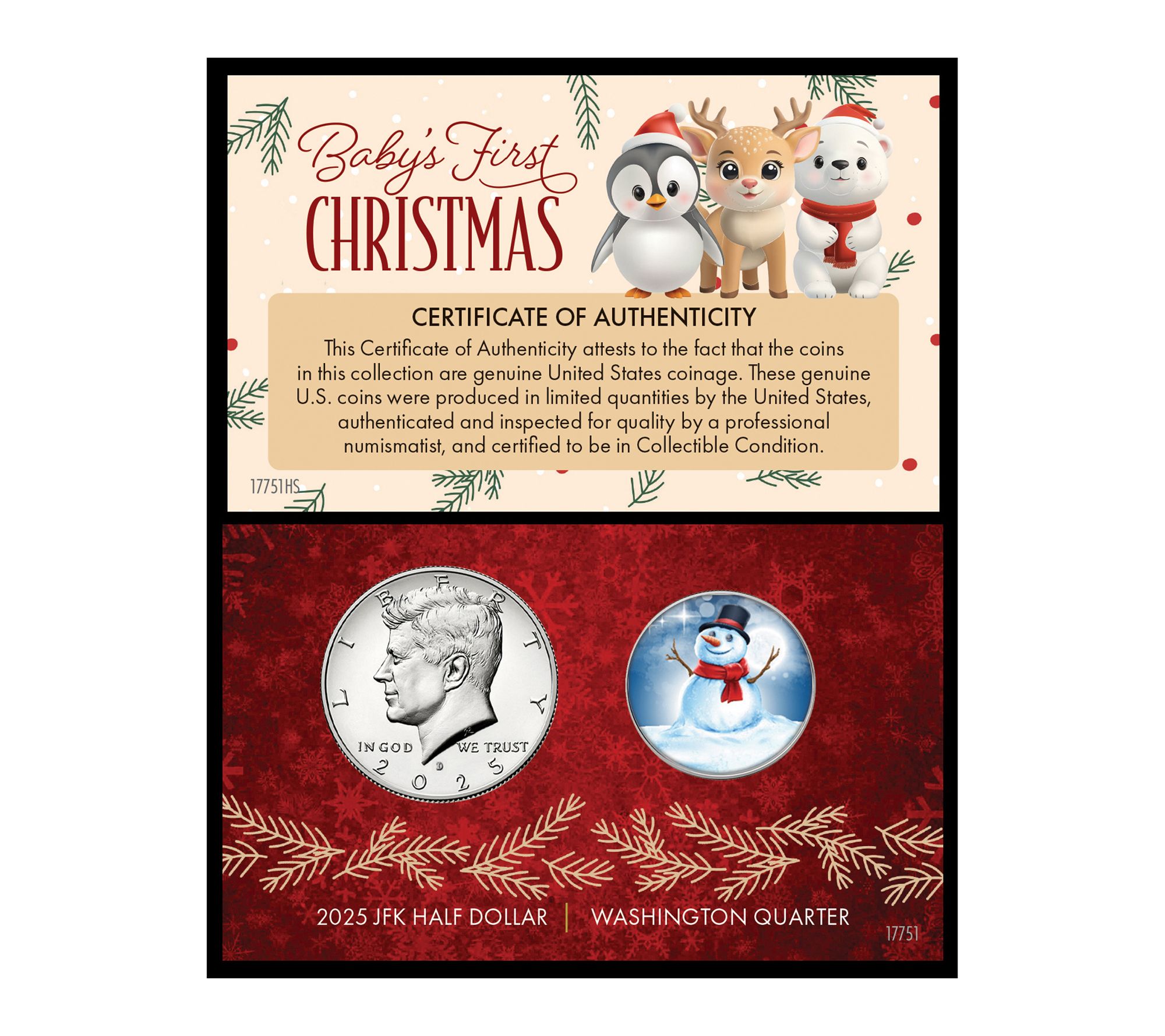 American Coin Treasures 2025 Baby's First Christmas Coin Card