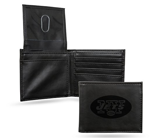 Rico NFL Laser Engraved Black Billfold Wallet