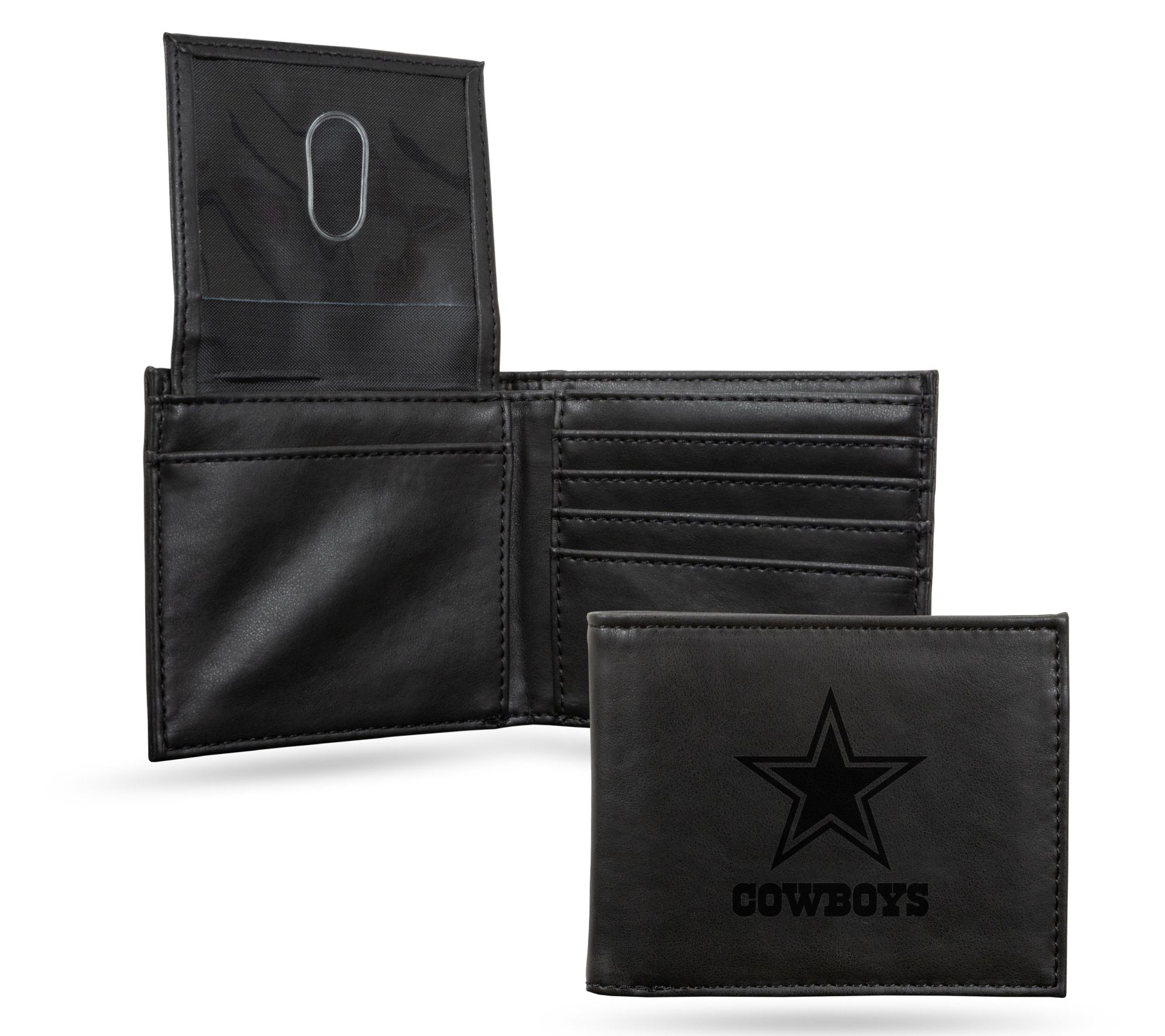 Rico NFL Laser Engraved Black Billfold Wallet