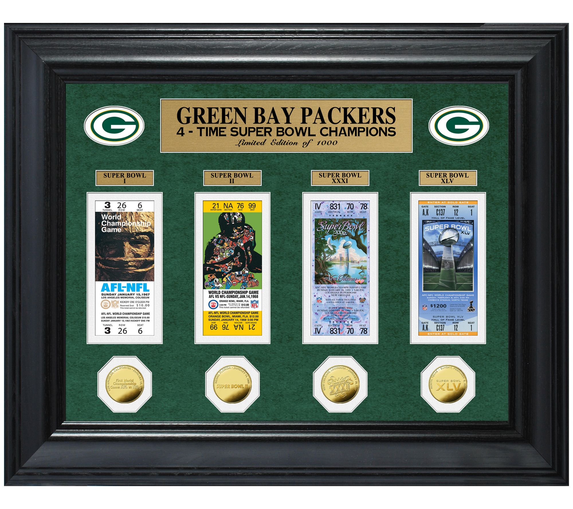 Green Bay Packers 4Time SB Champs Deluxe Ticket Collection