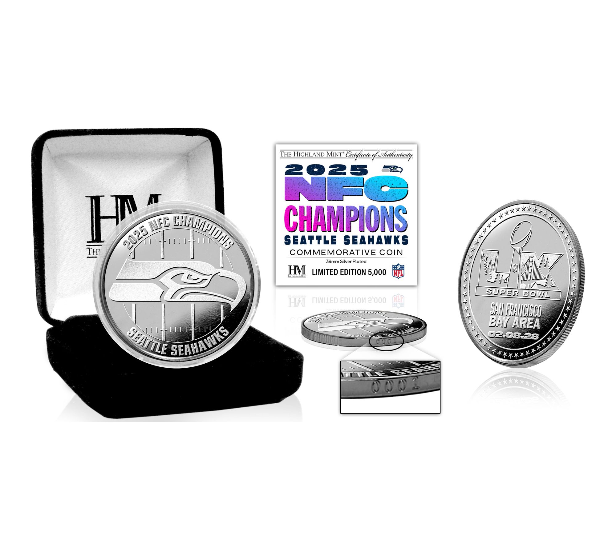 Seattle Seahawks 2026 NFC Champions Silver Plated Coin