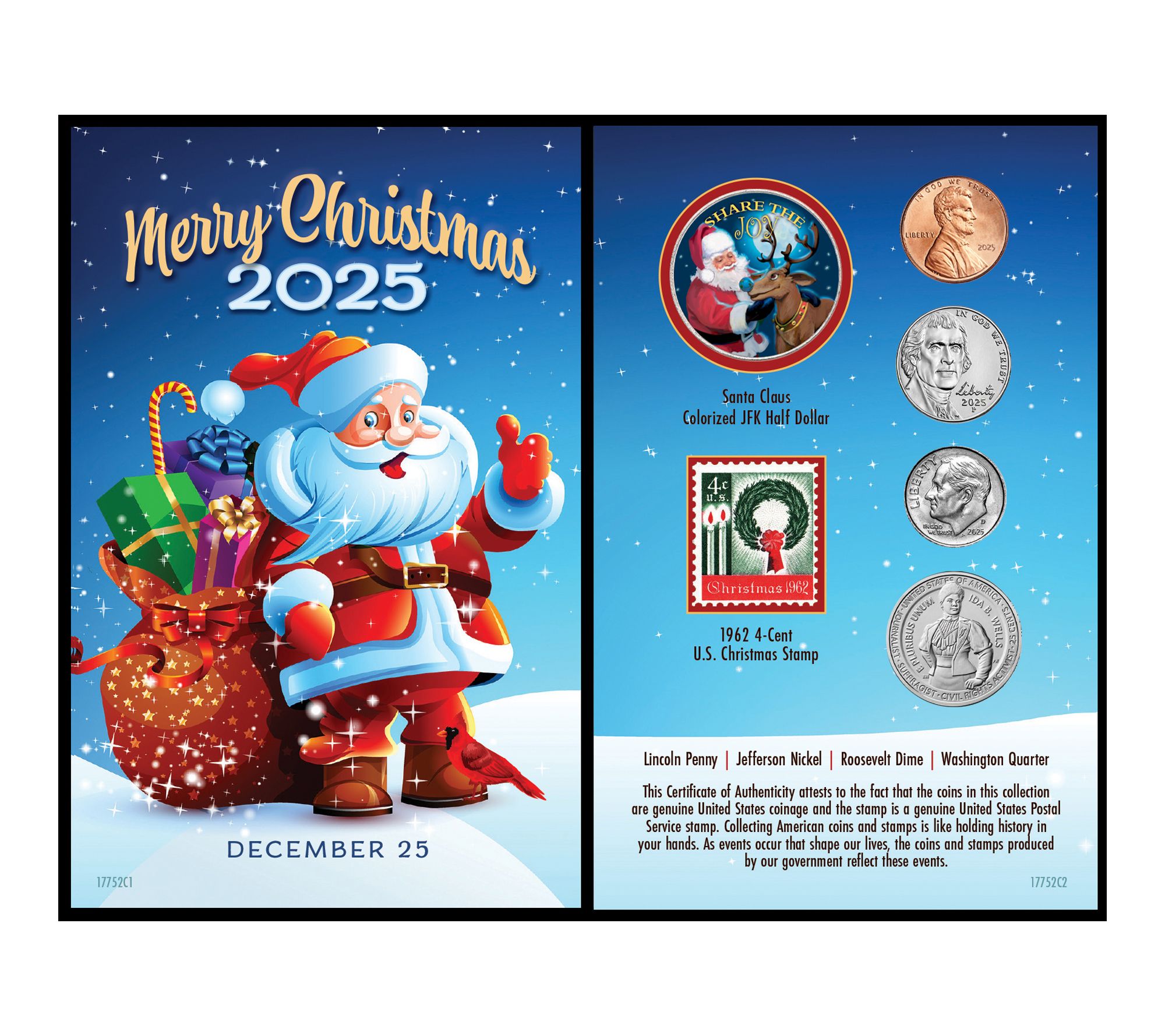 American Coin Treasures 2025 Santa Coin Greeting Card