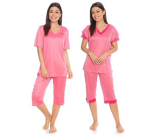 LITTLE ROSE 2 Pyjamas, 1/2-Arm Mikrofaser Caprihosen Melange & uni