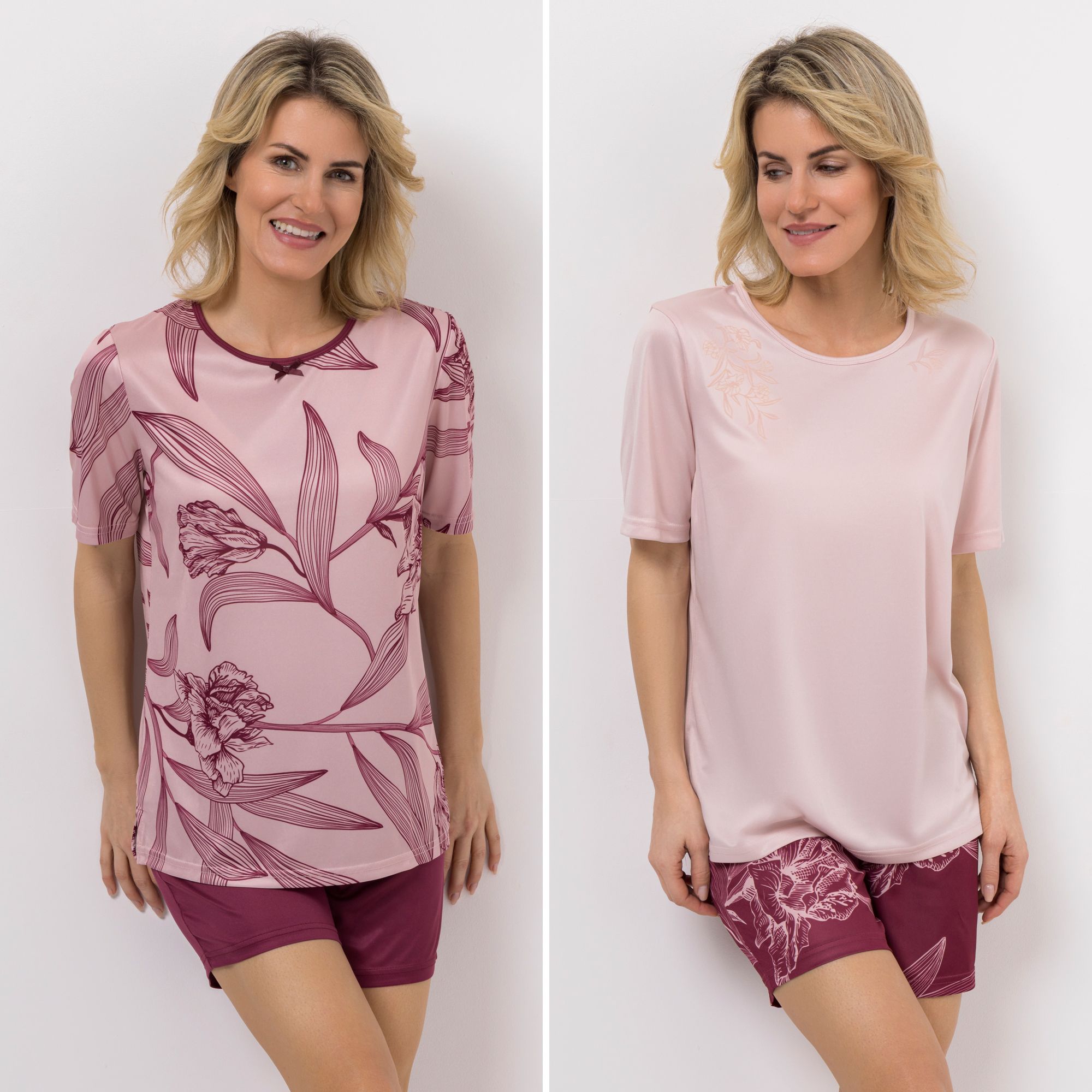 LITTLE ROSE 2 Pyjama-Sets Mikrofaser, bedruckt Shirt, 1/2-Arm Shorty