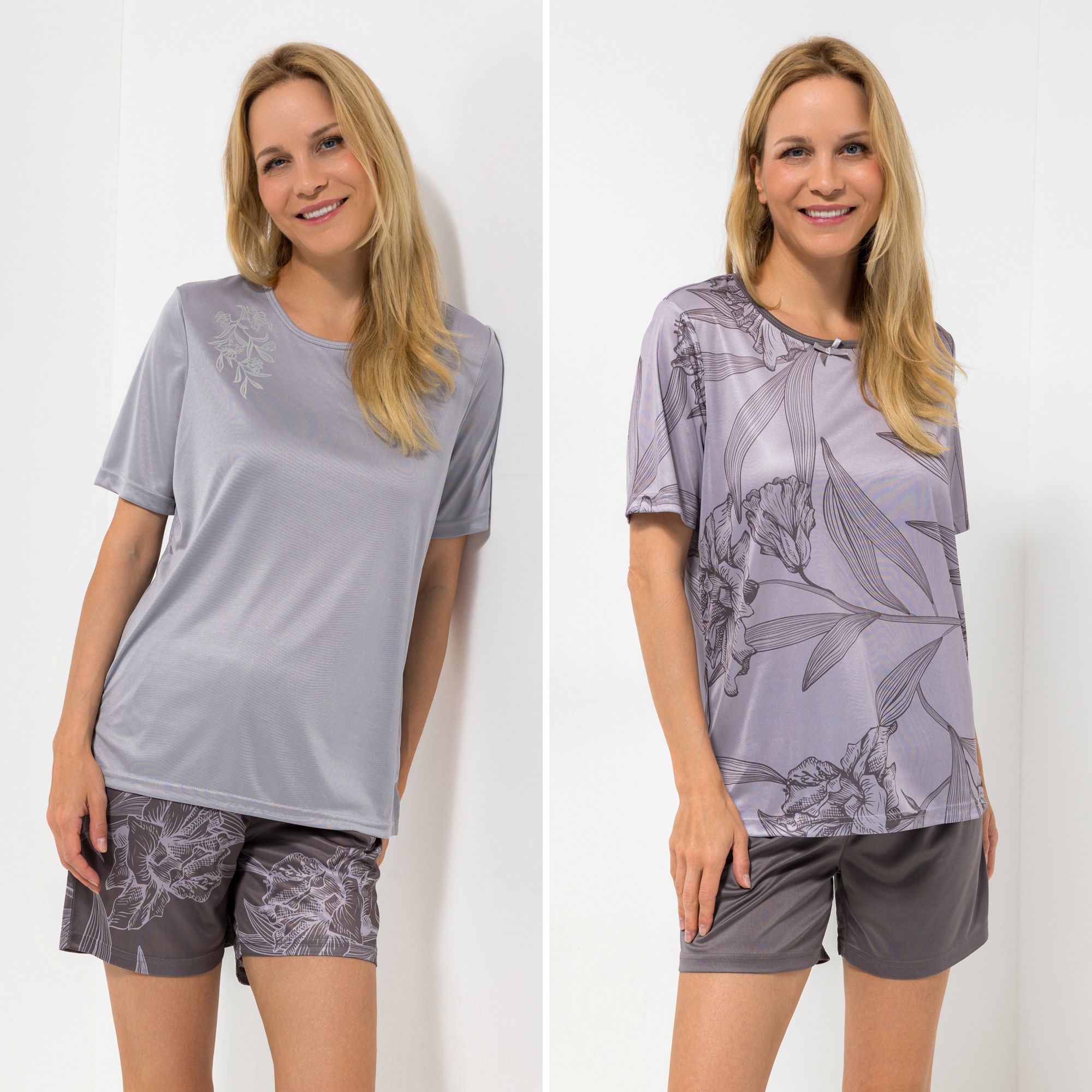 LITTLE ROSE 2 Pyjama-Sets Mikrofaser, bedruckt Shirt, 1/2-Arm Shorty