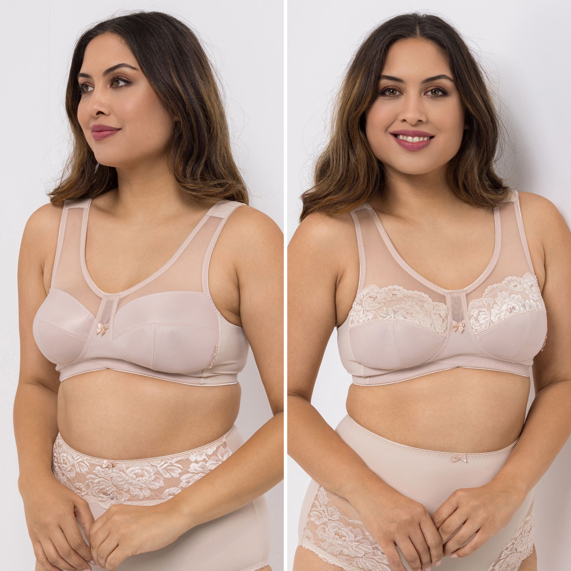 LITTLE ROSE 2 Entlastungs-BHs Mikrofasermischung Passform Lady 1xBasic 1xSpitze