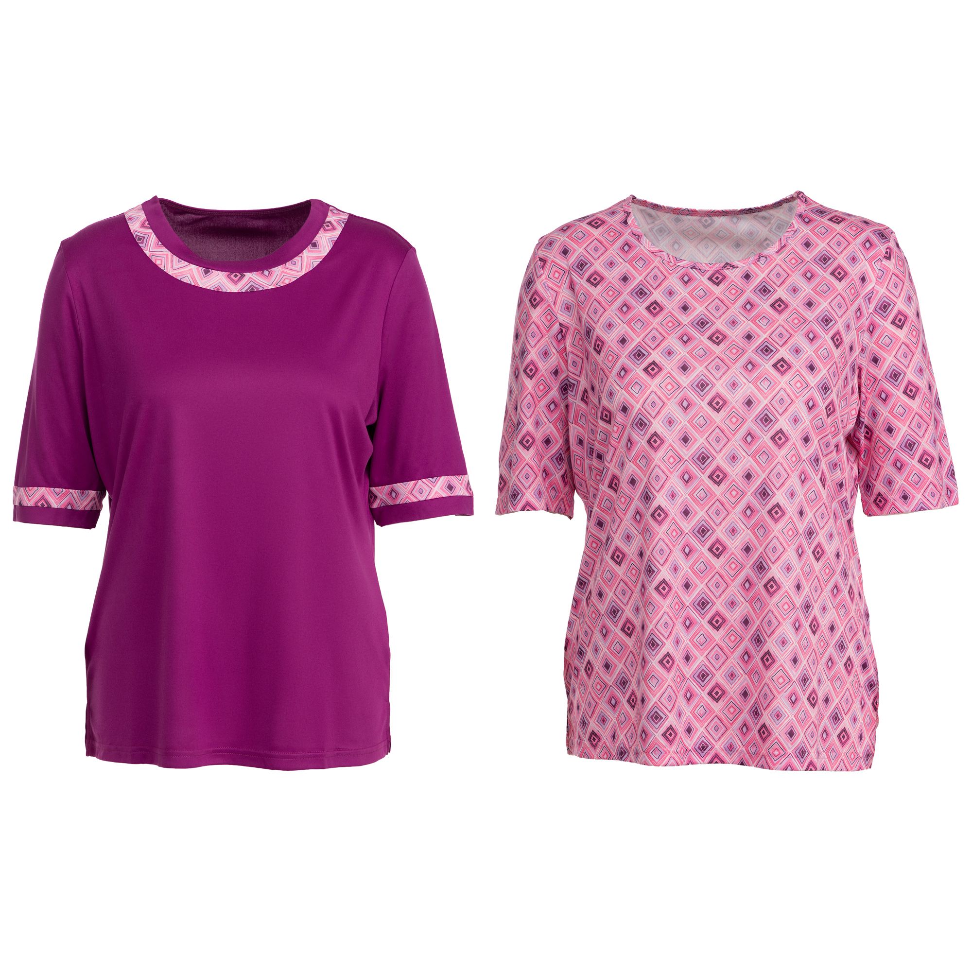 JERYMOOD HOMEWEAR 2 Shirts langer 1/2-Arm figurumspielend 1x uni, 1x bedruckt